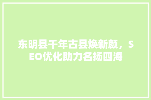 东明县千年古县焕新颜，SEO优化助力名扬四海