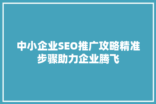 中小企业SEO推广攻略精准步骤助力企业腾飞