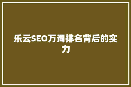 乐云SEO万词排名背后的实力