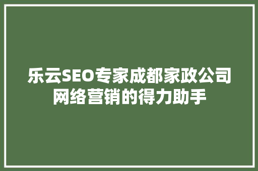 乐云SEO专家成都家政公司网络营销的得力助手