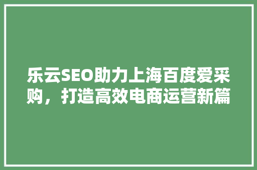 乐云SEO助力上海百度爱采购，打造高效电商运营新篇章