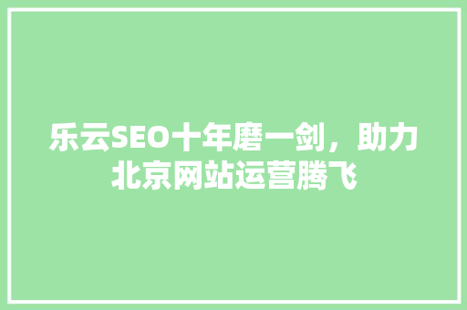 乐云SEO十年磨一剑，助力北京网站运营腾飞