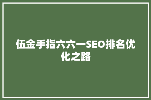伍金手指六六一SEO排名优化之路