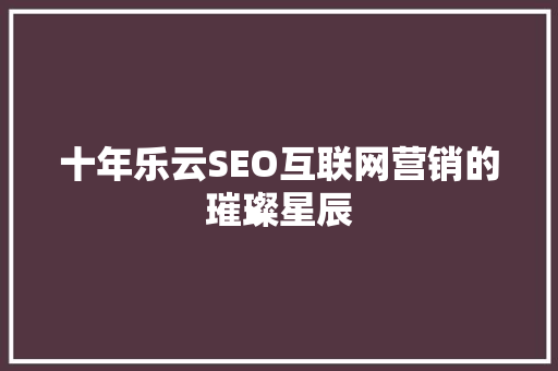 十年乐云SEO互联网营销的璀璨星辰