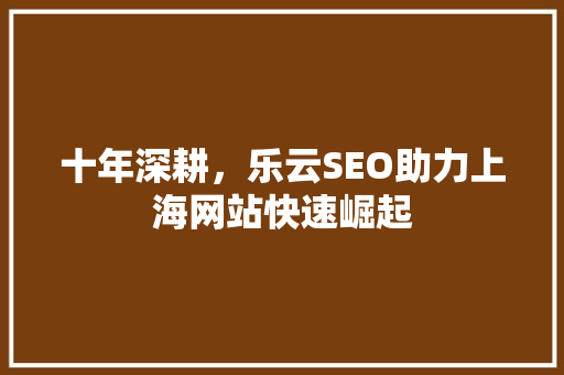 十年深耕，乐云SEO助力上海网站快速崛起