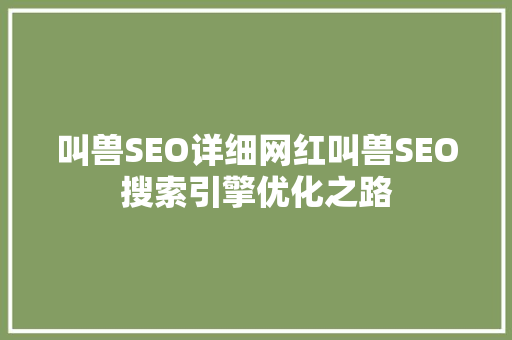 叫兽SEO详细网红叫兽SEO搜索引擎优化之路