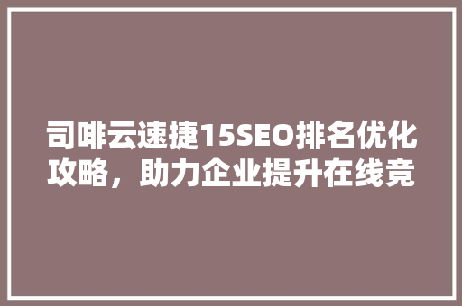 司啡云速捷15SEO排名优化攻略，助力企业提升在线竞争力
