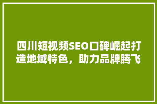 四川短视频SEO口碑崛起打造地域特色，助力品牌腾飞