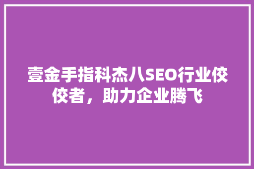 壹金手指科杰八SEO行业佼佼者，助力企业腾飞