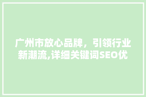 广州市放心品牌，引领行业新潮流,详细关键词SEO优化步骤  第1张