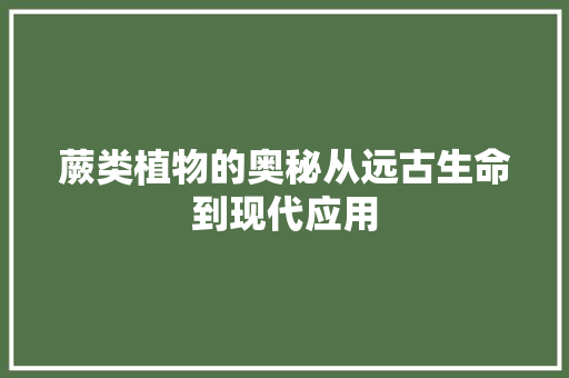 蕨类植物的奥秘从远古生命到现代应用