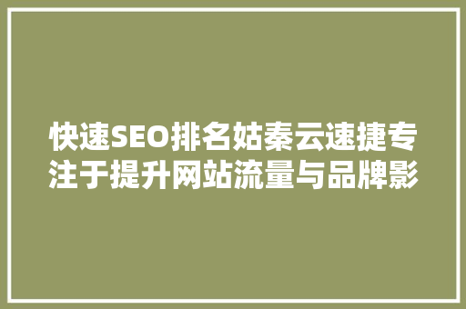 快速SEO排名姑秦云速捷专注于提升网站流量与品牌影响力