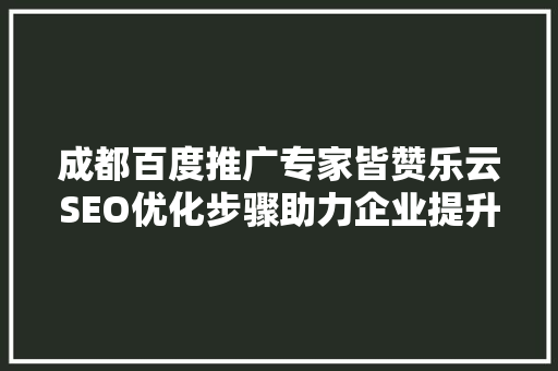 成都百度推广专家皆赞乐云SEO优化步骤助力企业提升品牌影响力  第1张