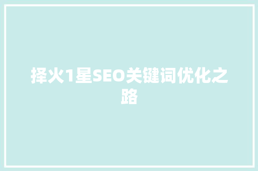 择火1星SEO关键词优化之路