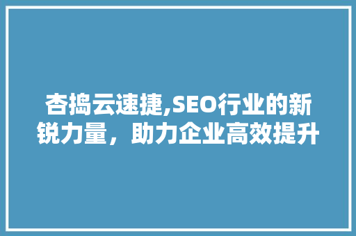 杏捣云速捷,SEO行业的新锐力量，助力企业高效提升排名