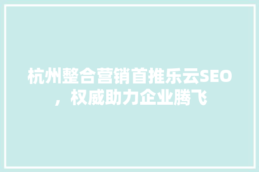 杭州整合营销首推乐云SEO，权威助力企业腾飞