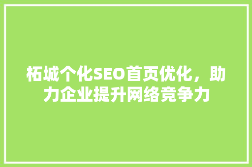 柘城个化SEO首页优化，助力企业提升网络竞争力