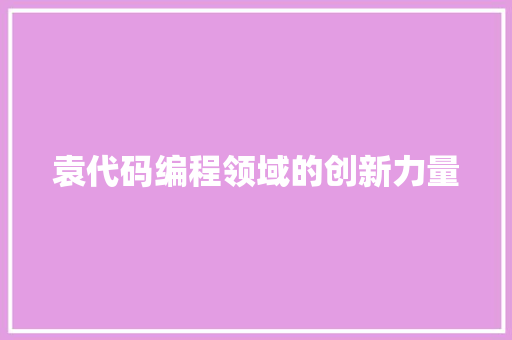 袁代码编程领域的创新力量