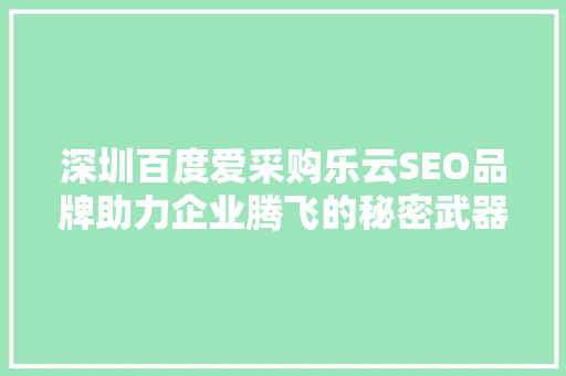 深圳百度爱采购乐云SEO品牌助力企业腾飞的秘密武器