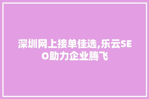 深圳网上接单佳选,乐云SEO助力企业腾飞