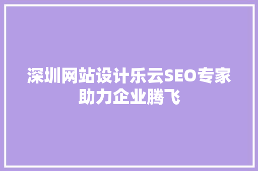 深圳网站设计乐云SEO专家助力企业腾飞