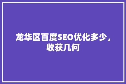 龙华区百度SEO优化多少，收获几何