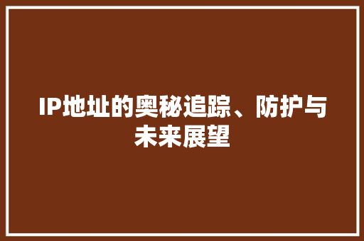 IP地址的奥秘追踪、防护与未来展望