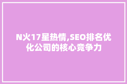 N火17星热情,SEO排名优化公司的核心竞争力