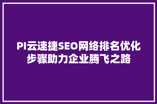 PI云速捷SEO网络排名优化步骤助力企业腾飞之路