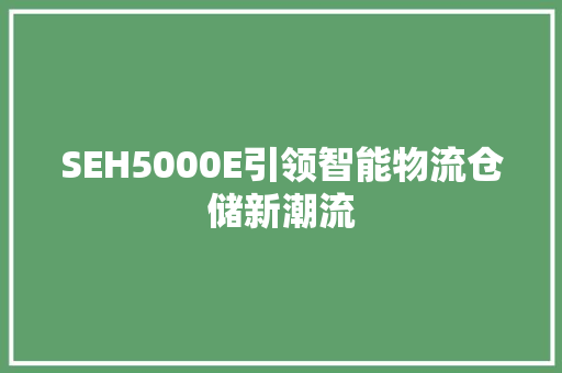 SEH5000E引领智能物流仓储新潮流