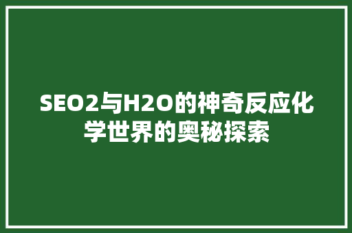 SEO2与H2O的神奇反应化学世界的奥秘探索