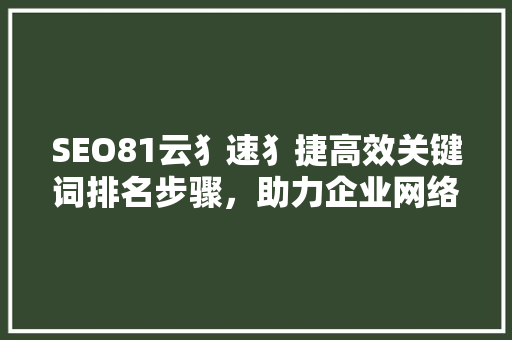 SEO81云犭速犭捷高效关键词排名步骤，助力企业网络营销