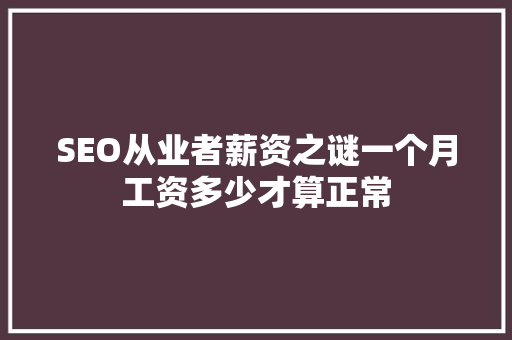 SEO从业者薪资之谜一个月工资多少才算正常