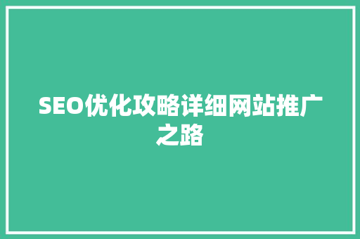 SEO优化攻略详细网站推广之路