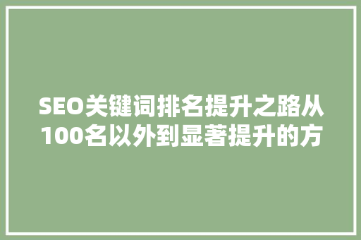 SEO关键词排名提升之路从100名以外到显著提升的方法指南