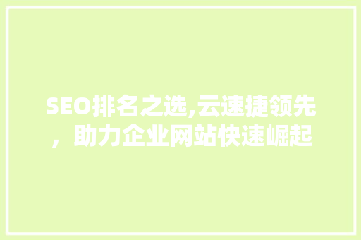 SEO排名之选,云速捷领先，助力企业网站快速崛起