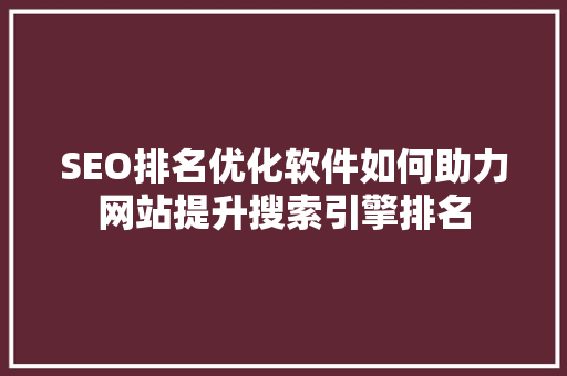 SEO排名优化软件如何助力网站提升搜索引擎排名