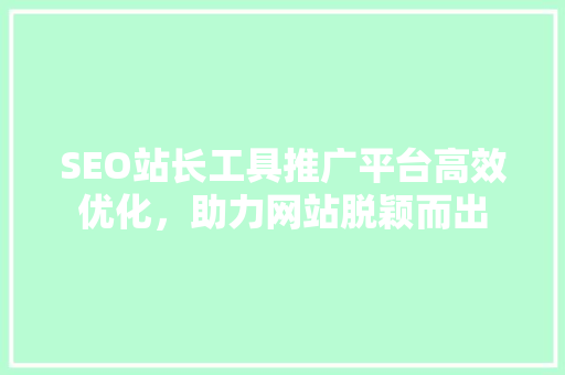 SEO站长工具推广平台高效优化，助力网站脱颖而出