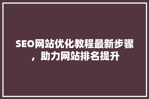SEO网站优化教程最新步骤，助力网站排名提升