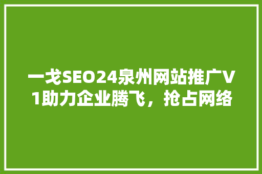 一戈SEO24泉州网站推广V1助力企业腾飞，抢占网络市场制高点