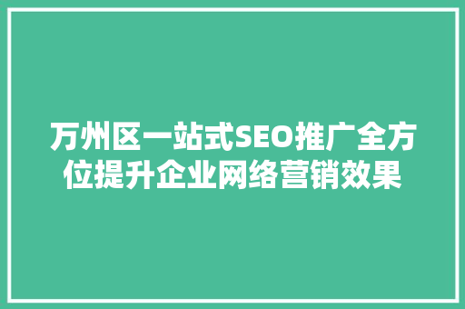万州区一站式SEO推广全方位提升企业网络营销效果