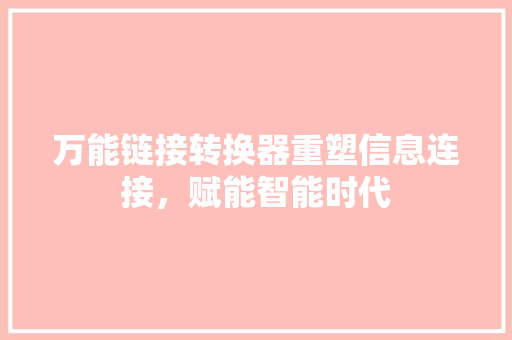 万能链接转换器重塑信息连接，赋能智能时代