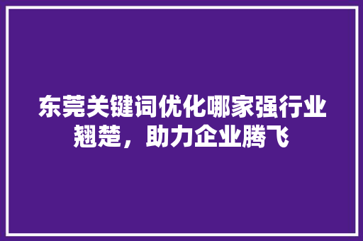 东莞关键词优化哪家强行业翘楚，助力企业腾飞