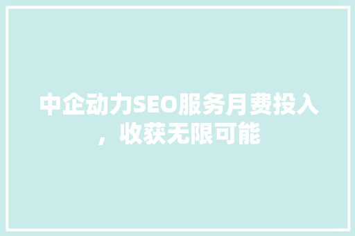 中企动力SEO服务月费投入，收获无限可能