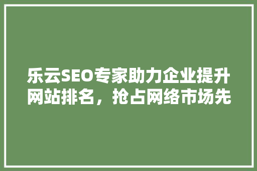 乐云SEO专家助力企业提升网站排名，抢占网络市场先机