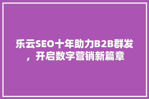 乐云SEO十年助力B2B群发，开启数字营销新篇章