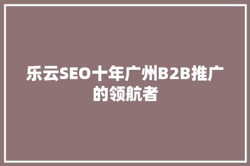 乐云SEO十年广州B2B推广的领航者