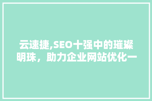 云速捷,SEO十强中的璀璨明珠，助力企业网站优化一臂之力