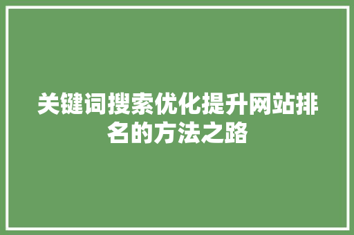 关键词搜索优化提升网站排名的方法之路