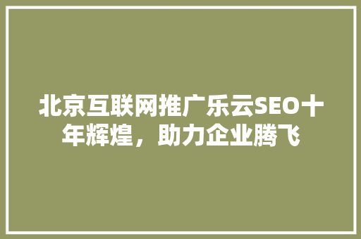 北京互联网推广乐云SEO十年辉煌，助力企业腾飞